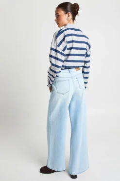 Jean Taille Haute à Ceinture Croisée et Jambes Larges