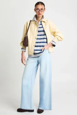 Jean Taille Haute à Ceinture Croisée et Jambes Larges