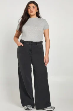 Jean Taille Haute Cintrée Coupe Ample Grande Taille Avec Ajusteur