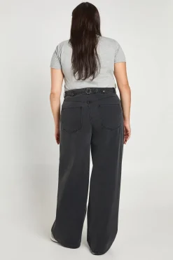 Jean Taille Haute Cintrée Coupe Ample Grande Taille Avec Ajusteur