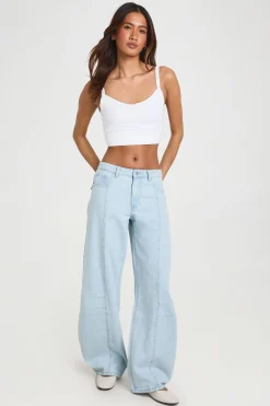 Jean Taille Haute Coupe Barrel Jambes Larges