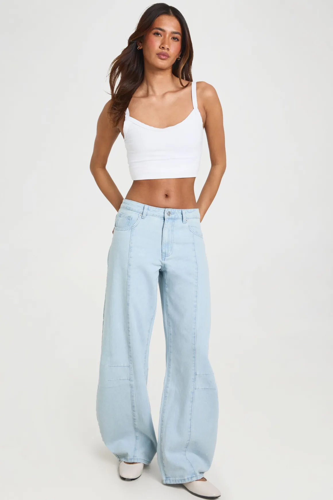 Jean Taille Haute Coupe Barrel Jambes Larges