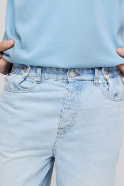 Jean Taille Haute Coupe Décontractée avec Détail de Plis à la Taille