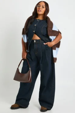 Jean taille haute à doubles plis et jambes larges