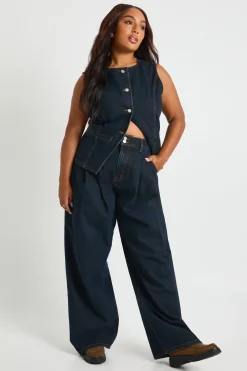 Jean taille haute à doubles plis et jambes larges