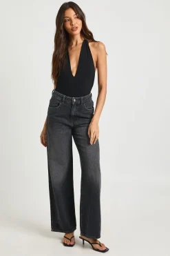 boohoo Jean Taille Haute Jambe Large Basics<Femme Denim|Jeans