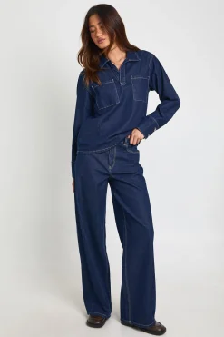 Jean Taille Haute Jambe Large