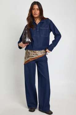Jean Taille Haute Jambe Large