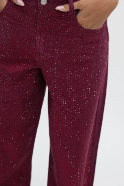 Jean Taille Haute Jambes Larges Orné