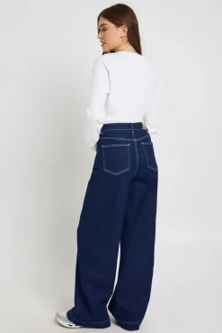 boohoo Jean Taille Haute à Poches Avant et Jambes Larges<Femme Denim|Jeans