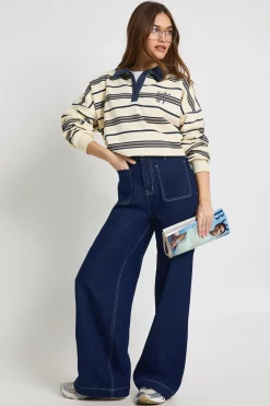 boohoo Jean Taille Haute à Poches Avant et Jambes Larges<Femme Denim|Jeans