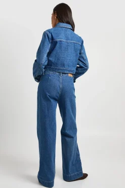 Jean Taille Haute À Poches Détaillées Jambe Large