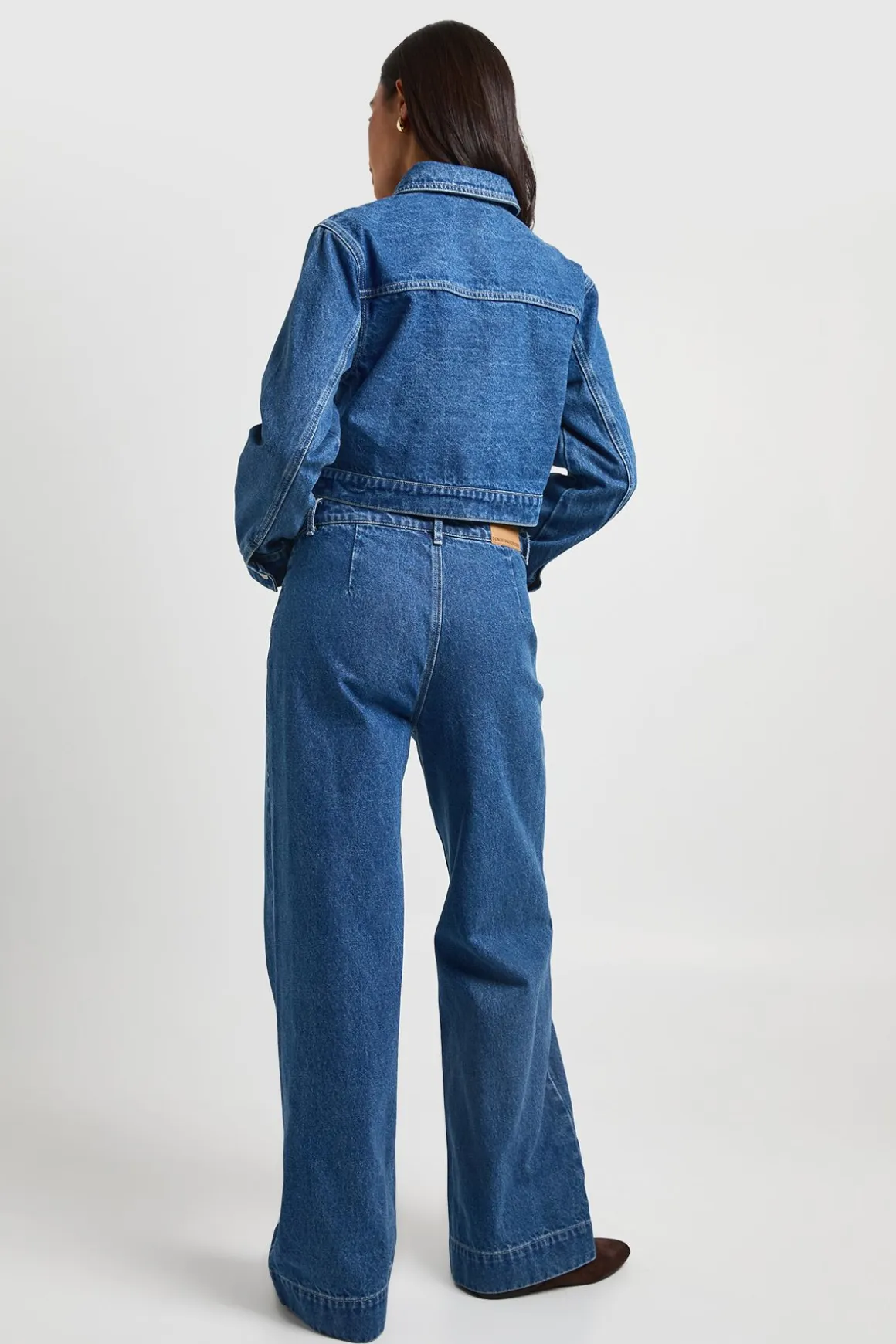 Jean Taille Haute À Poches Détaillées Jambe Large