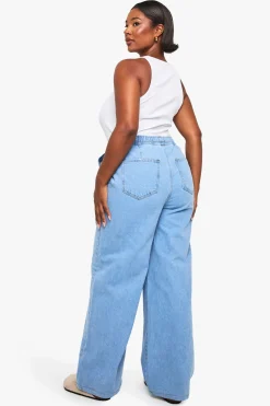 Jean à taille élastiquée et jambes larges