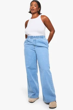 Jean à taille élastiquée et jambes larges