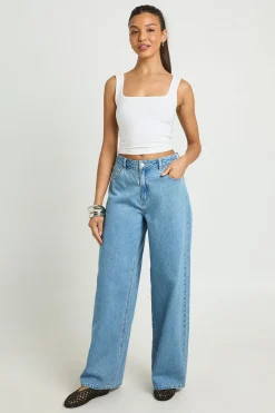 boohoo Jean à taille mi-haute, coupe ample et jambes larges<Femme Denim|Jeans