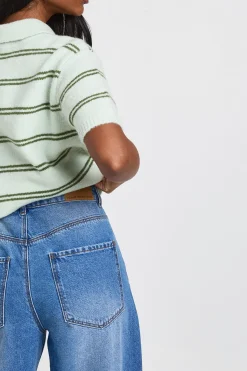 Jean Taille Mi-haute Coupe Ample Jambe Large