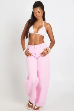 boohoo Jean Taille Mi-haute À Couture Torsadée Et Jambe Tonneau<Femme Denim|Jeans