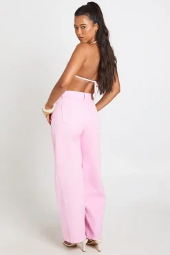 boohoo Jean Taille Mi-haute À Couture Torsadée Et Jambe Tonneau<Femme Denim|Jeans