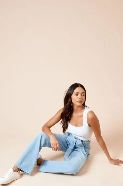 Jean Taille Papillon avec Ceinture Nouée
