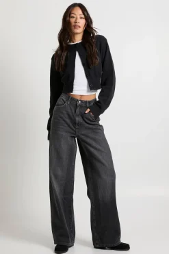 Jean Tall Boohoo Basics à taille haute et jambes larges