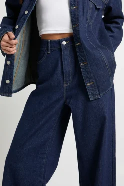 Jean Tall Boohoo Basics à taille haute et jambes larges