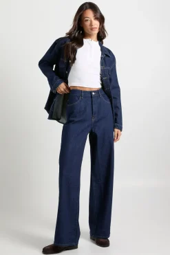 Jean Tall Boohoo Basics à taille haute et jambes larges