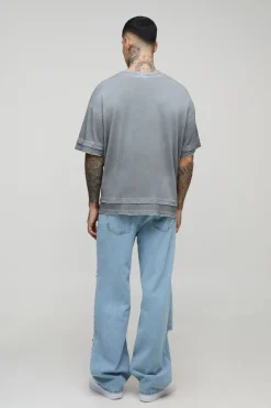 boohooMAN Jean Tall Rigid Star Délavé à coupe décontractée<Homme Denim|Tout Afficher
