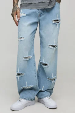 boohooMAN Jean Tall Rigid Star Délavé à coupe décontractée<Homme Denim|Tout Afficher