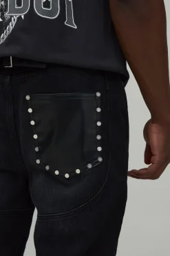 Jean Évasé Empilé Ajusté Taille Haute Avec Détails De Coutures Western