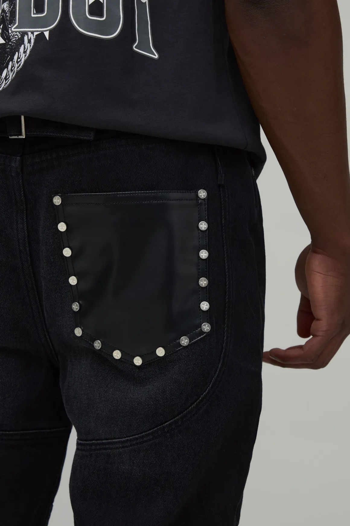 Jean Évasé Empilé Ajusté Taille Haute Avec Détails De Coutures Western