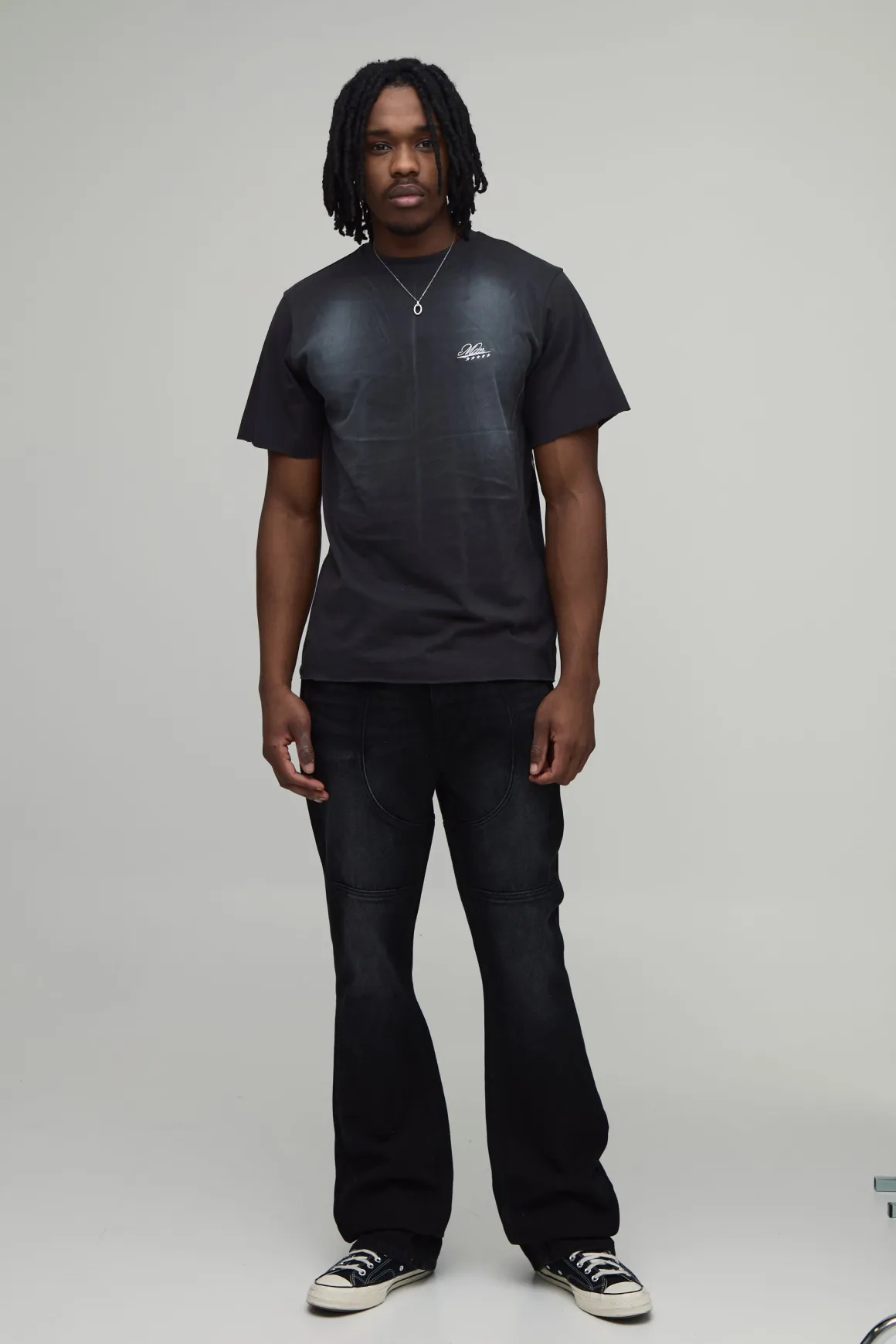 Jean Évasé Empilé Ajusté Taille Haute Avec Détails De Coutures Western
