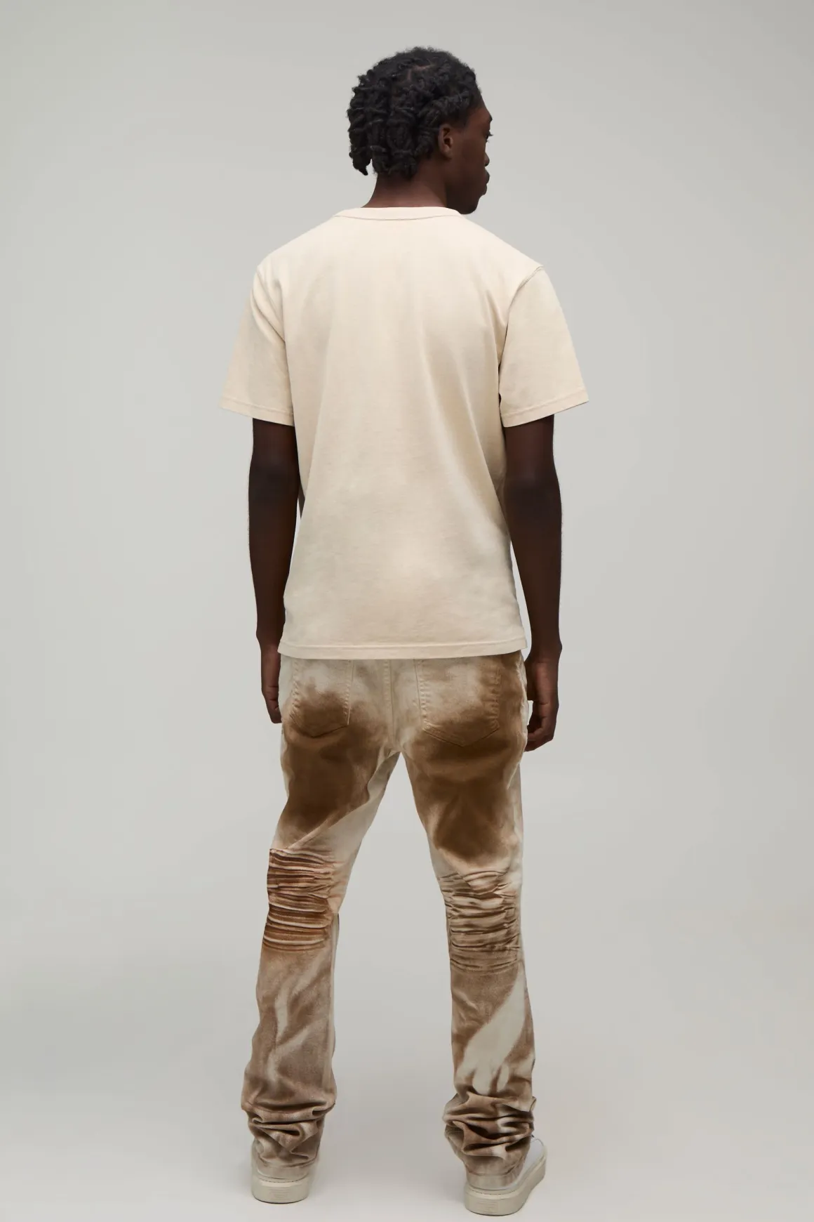 Jean Évasé Empilé Skinny Délavage Intense