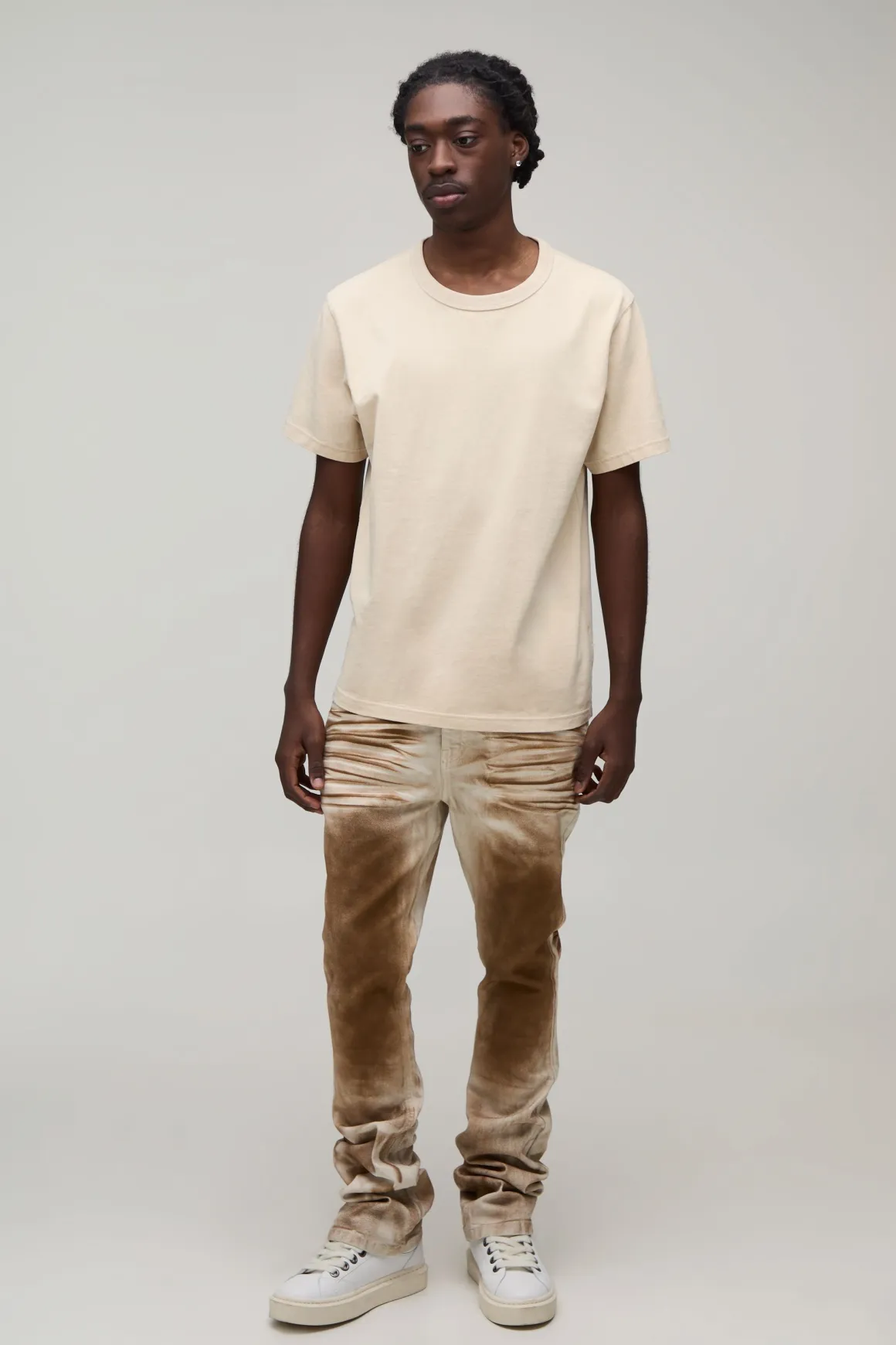 Jean Évasé Empilé Skinny Délavage Intense