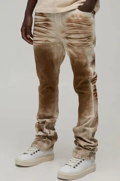 Jean Évasé Empilé Skinny Délavage Intense