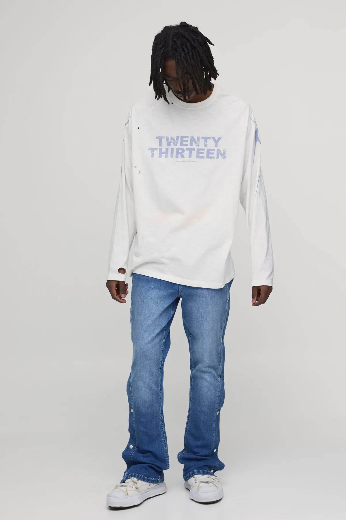 boohooMAN Jean Évasé Extensible À Boutons-pression Sur Le Côté<Homme Jeans Grande Taille|Denim