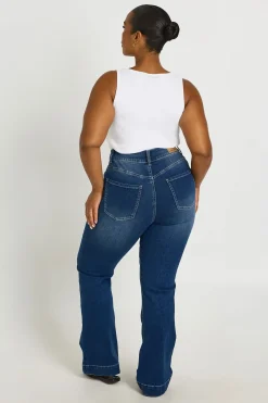 boohoo Jean Évasé Grande Taille Taille Moyenne Avec Détail De Couture<Femme Denim|Jeans