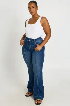 boohoo Jean Évasé Grande Taille Taille Moyenne Avec Détail De Couture<Femme Denim|Jeans