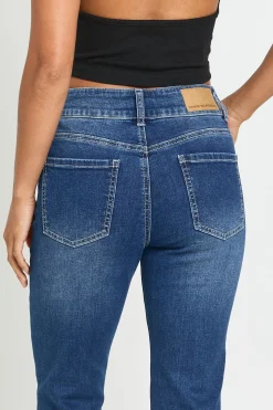 Jean Évasé Petite Taille Mi-haute Avec Détails De Coutures
