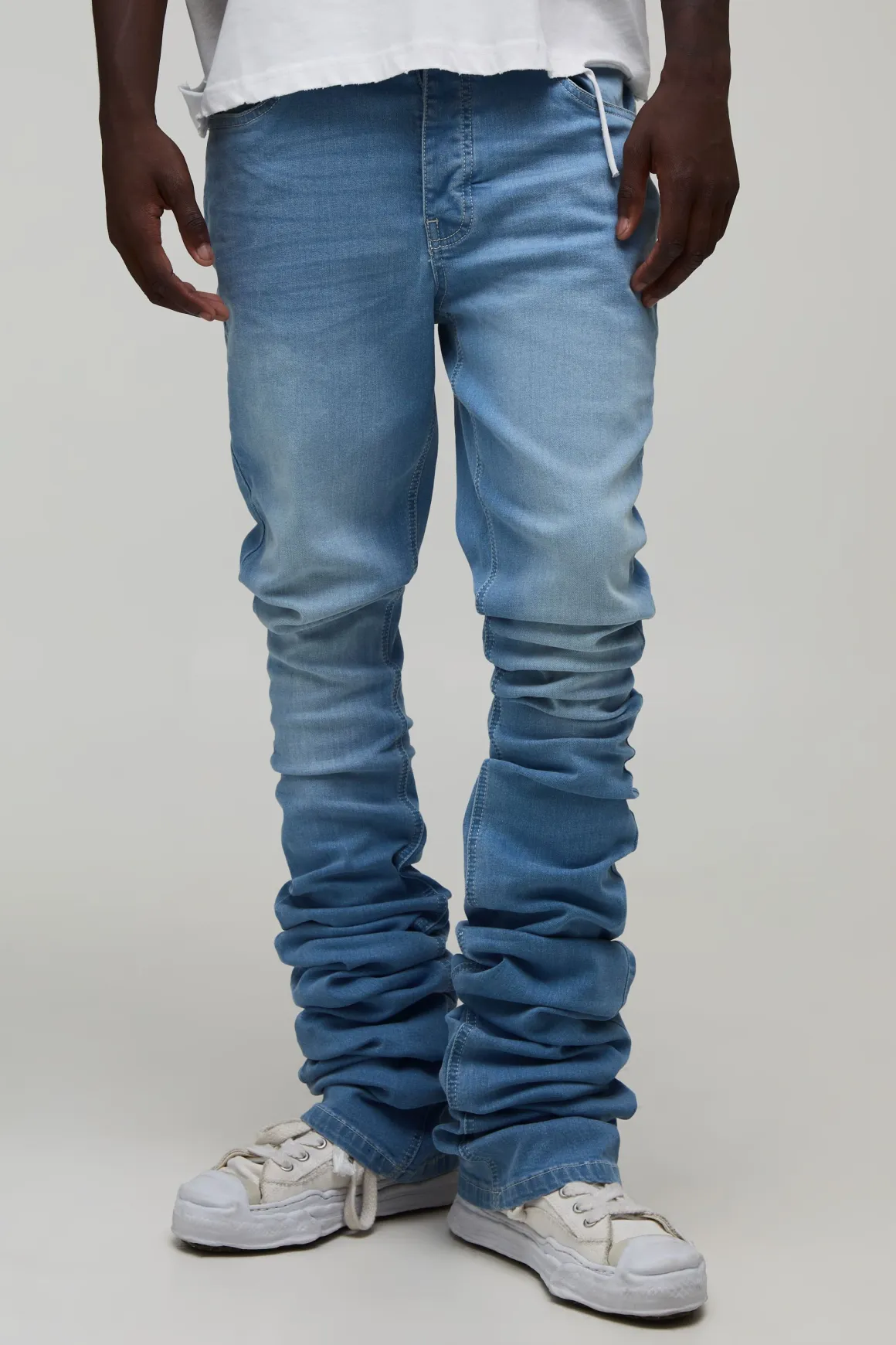 Jean Évasé Skinny À Effet Stacked Extrême