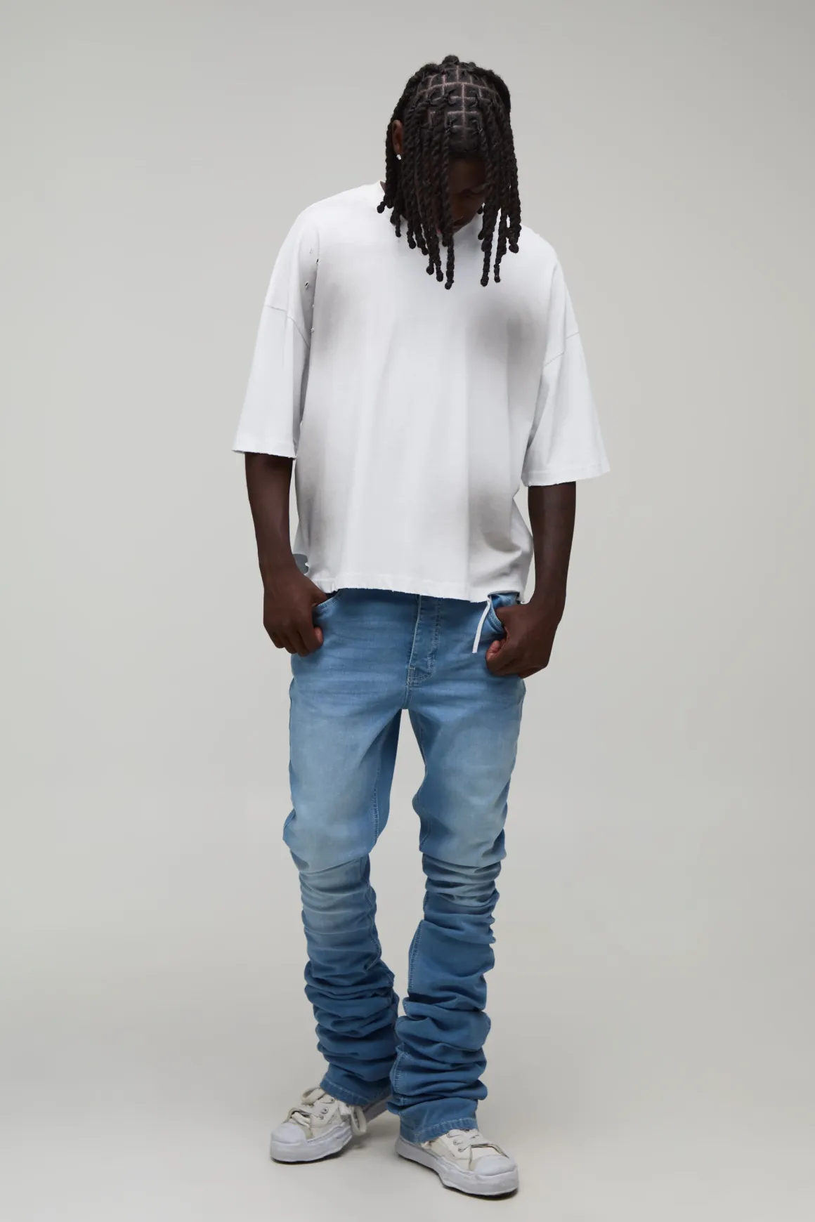 Jean Évasé Skinny À Effet Stacked Extrême