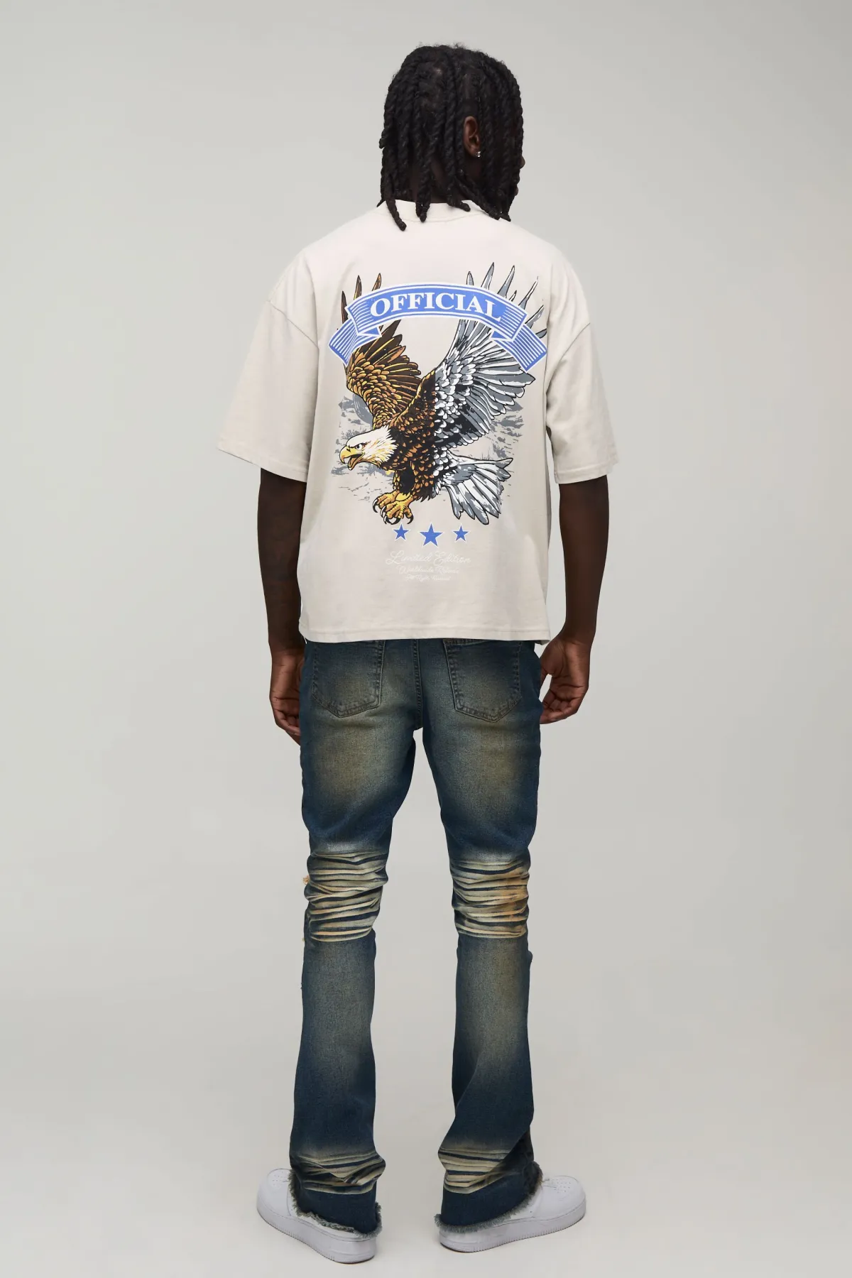 boohooMAN Jean Évasé Skinny Empilé Déchiré<Homme Denim|Denim