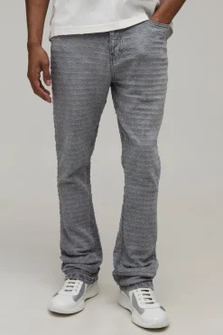 Jean Évasé Skinny Empilé Effet Usé