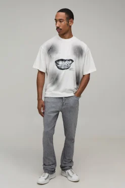 Jean Évasé Skinny Empilé Effet Usé