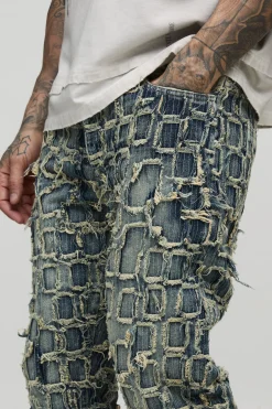 Jean Évasé Slim Délavé Effet Usé Taille Haute