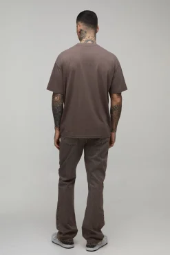 boohooMAN Jean Évasé Slim Effet Délavé Avec Empiècements Appliqués Pour Homme Grand<Homme Denim|Tout Afficher