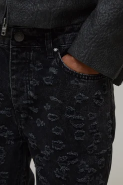 boohooMAN Jean Évasé Slim Empilé À Gousset Et Déchirures Intégrales<Homme Denim|Denim