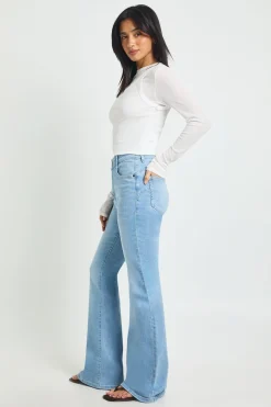 boohoo Jean Évasé Taille Haute Effet Synthétiquesh-up Petite Taille<Femme Denim|Jeans