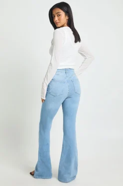 boohoo Jean Évasé Taille Haute Effet Synthétiquesh-up Petite Taille<Femme Denim|Jeans
