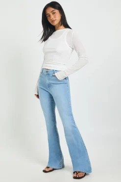 boohoo Jean Évasé Taille Haute Effet Synthétiquesh-up Petite Taille<Femme Denim|Jeans